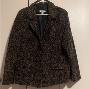 Dress Barn Women's Tweed Blazer - Black and Brown